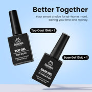 Beetles No Wipe Gel Top Coat and Base Coat Set for Gel Nail Polish | 2Pcs 15ml Super Shiny and Long Lasting Soak Off UV/LED Lamp Nail Art Design Gift