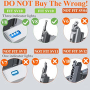 BOTKK 10000mAh Professional Replacement for Dyson V8 Battery SV10 SV25 | 21.6V Li-ion Compatible with Dyson V8 Animal Absolute Motorhead Fluffy Cordless Vacuum Cleaners 215681 967834-08 405814