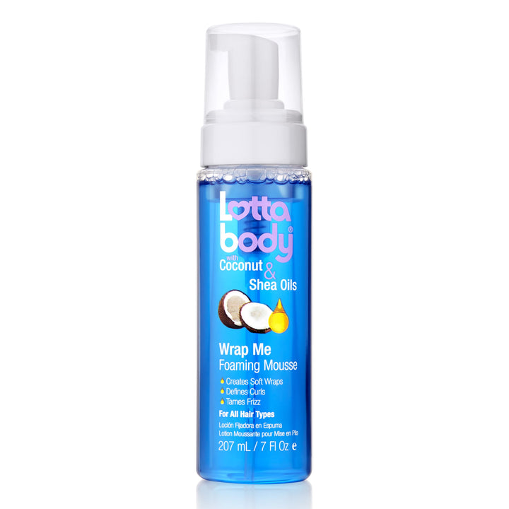 Lottabody Coconut & Shea Wrap Me Foaming Mousse, 7 oz | Foaming mousse that defines curls, controls frizz & adds lightweight, natural-looking shine & hold. Fast-drying & non-sticky.