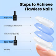 Beetles No Wipe Gel Top Coat and Base Coat Set for Gel Nail Polish | 2Pcs 15ml Super Shiny and Long Lasting Soak Off UV/LED Lamp Nail Art Design Gift