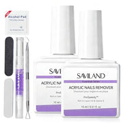 SAVILAND 2 Pcs Gentle Acrylic Nail Remover Kit Set for Acrylic Nails | No soaking, No wrapping, Cuticle Oil & Nail File Tools, Zero Residue, Remove Dip Nails Gel Nail Polish, Home Salon Use