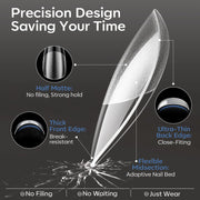 Modelones Short Almond Nail Tips 360pcs Clear Pre-etched Fake Press On Nail | Clear Soft Full Cover Half Matte Acrylic Gel Tips Extension for Salon & Home Use 15 Sizes