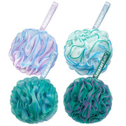 AmazerBath Loofah Sponge 75g/Piece, Exfoliating Bath Sponge Body Scrubber - Loofa Set of 4 Flower Color (Large, Green-Purple)