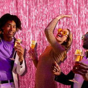2 Pack Pink Backdrop Party Decorations Tinsel Curtain Party Backdrop Foil Fringe Birthday Decorations Photo Booth Streamer Backdrop Pink Theme Bachelorette Graduation Decor