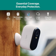 Arlo Essential Wireless Security Camera 2K (3rd Gen) - 2-Cam | Rechargeable home security camera; 2K & color night vision; Person, vehicle & animal detection; 1-mo Secure plan incl.