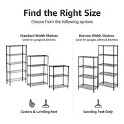 Amazon Basics 4-Shelf Steel Wire Storage Shelves for Garage, Adjustable Metal Shelving Unit, 200 lbs Per Shelf, 23.2" W x 48" H x 13.4" D, Black