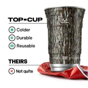 Top Cup Aluminum Party Cups, RealTree Original Camo, 20oz, 20 Count | Made in the USA, Colder, Durable, Reusable, Recycleable, Dishwasher Safe