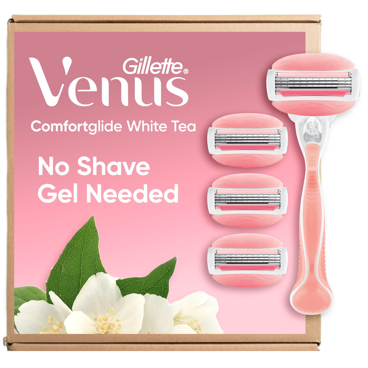 Gillette Venus ComfortGlide White Tea Women's Razor 1 Handle + 4 Blade Refills