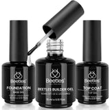 Beetles Builder Gel for Nails with Gel Base and Top Coat Set 3Pcs | 3-Step Clear Builder Nail System for Nail Overlay, Strengthening and Apex Building, UV Lamp Cured