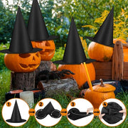 Luces 12 PCS Witch Hats, Thickened Hanging Witches Hats Halloween Decor | Black Witch Hat with 164 FT Rope Wizard Decor to Hang from Ceiling, Halloween Decorations Witch Costume Accessory