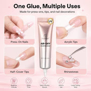 Beetles Semi Solid Nail Glue, 10g Super Strong Nail Glue for Press Ons | No UV Lamp Needed, Air-Dry Formula with Gap-Filling Texture for Easy Control, Quick-Drying Long-Lasting Hold