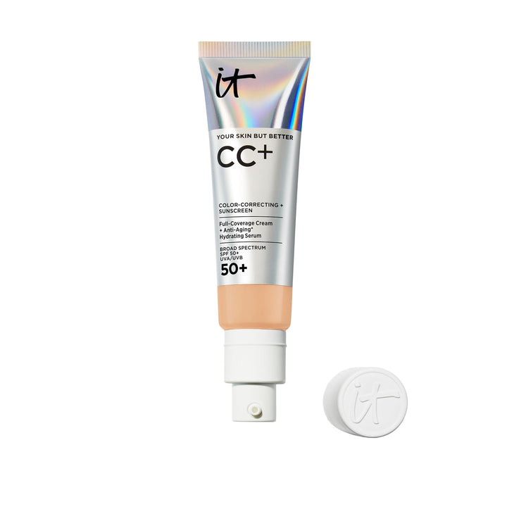 IT Cosmetics CC+ Cream with SPF 50+ Full Coverage Foundation Natural Finish | Color Correcting Foundation + Concealer - Anti-aging Hydrating Serum, Hyaluronic Acid + Niacinamide, Perfect for Mature Skin