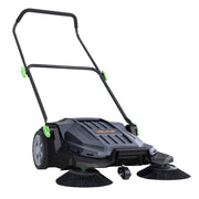VEVOR Walk-Behind Hand Push Floor Sweeper with 25.6" Sweeping Width | Non-Electric, 5-Gallon Waste Container, Angle & Height Adjustable Folding Handle, Manual Floor Sweeper for Walkway Yard Patio