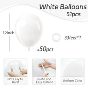 White Balloons 12 inch, White Latex 50pcs Party Balloons | Engagement, Bridal Shower, Wedding, Birthday Party Decorations