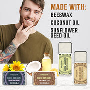 Viking Revolution Solid Cologne Set - Variety 1-0.5 oz (4 Pack) | Includes Cedar Wood, Clary Sage, Vetiver & Sandalwood - Travel Wax Colognes - Great Gift Set for Men