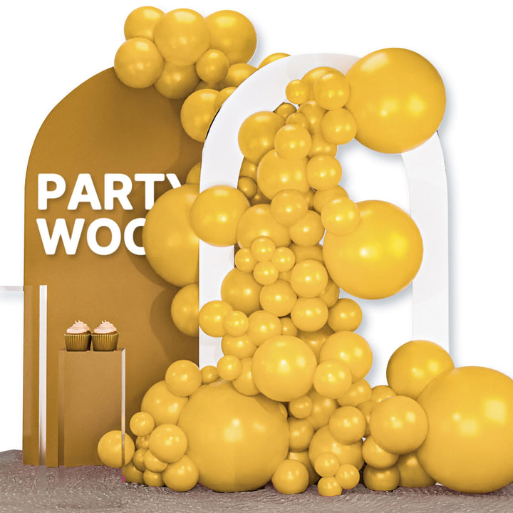 PartyWoo Mustard Yellow Balloons 120pcs Different Sizes of 18 12 10 5 Inch | Balloons for Birthday Sunflower Little Cutie Thanksgiving Bridal Shower Party Decorations Yellow-F57