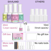 SAVILAND Dip Powder Liquid Set HEMA-free, 4Pcs 20 ml No Curing Needed | Ultimate Nail Dip System Essentials Liquid, Large Capacity, Dipping Base Activator Top Coat Brush Saver, DIY Home Manicure