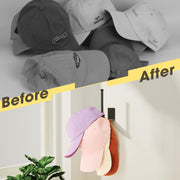 Durmmur Stainless Steel Hat Organizer, Hat Rack for Wall,Each Holds 15 Hats | 2P Strong Adhesive/Wall Drilled Hat Holder, Hat Hooks, Hat Hanger Baseball Cap Organizer for Door,Bedroom,Closet(Black 6 in)