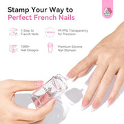 SAVILAND French Tip Tool Silicone Nail Stamper 4PCS | Long & Short Silicone Nail Stamp with Scrapers, Fast Easy French Nails, Nail Stuff for French Manicure Home DIY Salon