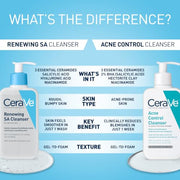 CeraVe Renewing Salicylic Acid Cleanser, Gentle Exfoliating Face Wash, 16oz | Skin Care with Hyaluronic Acid & Niacinamide, Facial Cleanser, Face Cleanser, Ceramides, Fragrance Free, Non-Comedogenic
