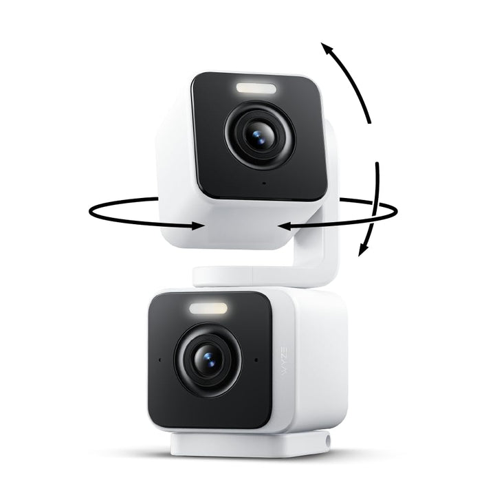 WYZE Duo Cam Pan Indoor/Outdoor IP65 2K 360° Pan/Tilt Smart Home Security Camera with Color Night Vision, Compatible with Alexa & Google Assistant, White