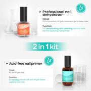 modelones Nail Dehydrator and Primer, Acid Free Prep Kit for Base Coat | Natural Hema-Free dehydrator & Bond Primer Prep Kit, Acrylic Nail Supplies 2 Pcs 15 ml