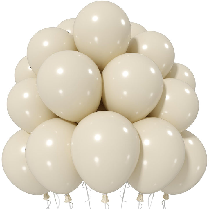 Jobkoo Sand White Balloons 12 Inch, 50 Pcs Boho Beige Cream Latex Balloon | Matte Retro White Sand Neutral Helium Balloons for Birthday Wedding Baby Bridal Shower Wedding Anniversary Party Decoration
