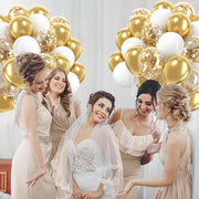 60pcs Gold and White Balloons 12inch with Metallic Gold Confetti Balloons | Wedding, Engagement, Baby Shower, Birthday Party Decorations