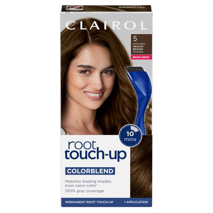 Clairol Root Touch Up Permanent Hair Dye, 5 Medium Brown, Pack of 1 | By Nice'n Easy , 100% Gray Coverage | Easy Brush Application | Matches Professional Salon Shades