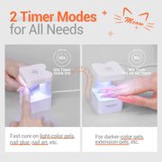 modelones Mini UV Light for Gel Nails Flash Curing 2 Timers Nail Stuff | White UV Light for Gel Nails Fast Extension System, Portable Manicure UV LED Light for Gel Nail Polish DIY Nail Art