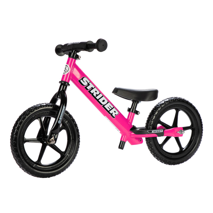 Strider 12 Sport, No Pedal Balance Bike for Kids Ages 1–4 Years, Pink | No-Pedal Balance Bike for Toddlers, Safety Pad, Adjustable Seat and Handlebars Lightweight Frame, Never-Flat Tires