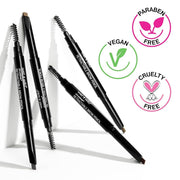 wet n wild Ultimate Eyebrow Retractable Definer Pencil, Medium Brown, Dual-Sided Brow Brush, Fine Tip, Shapes, Defines, Fills Brow Makeup