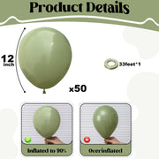 Togvu Sage Green Balloons, 50Pack 12 Inch Light Green Latex Party Balloons | Safari Woodland Forest Baby Shower Wedding Jungle Birthday Party Decorations