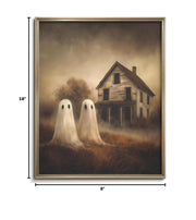 Vodefoad Retro Cute Ghost Decor Halloween Painting Spooky Silhouette Ghosts Haunted House Art Victorian Ghost Posters Pictures for Living Room, Bedroom, Bathroom, halloween Room decor - 8x10 Inch Unframed