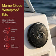Pyle Waterproof Marine Speakers - Pair of 5.25" 180 Watt Low Profile Slim Style System - Weather Resistant Outdoor Rated Speakers for Boat, Patio, Poolside, Deck, Home (Black)