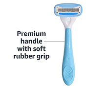 Amazon Basics 5-Blade Extra Smooth Razor for Women with Moisturizing Strips, Handle, 2 Cartridge Refills & Shower Holder (Previously Solimo)