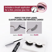 i•ENVY Super Strong Hold Eyelash Adhesive, Waterproof, 48-Hour Long-Lasting Lash Glue, Latex-Free, Hypoallergenic, Quick-Drying with Brush-On Applicator for Strip Lashes (Black, 1 Pack)