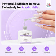 SAVILAND 2 Pcs Gentle Acrylic Nail Remover Kit Set for Acrylic Nails | No soaking, No wrapping, Cuticle Oil & Nail File Tools, Zero Residue, Remove Dip Nails Gel Nail Polish, Home Salon Use