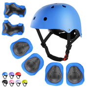 WayEee Kids Bike Helmet Set Knee Pads Adjustable Protective Gear, 3-14 Age | 7pcs skateboard set with knee pads elbow pads wrist guards double size sport cycling bike roller skating scooter boys girls