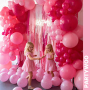 PartyWoo Hot Pink Balloons 66pcs 12 Inch Magenta Fuchsia Latex Balloons | Pearl Pink Metallic Magenta Fuchsia Confetti for Gender Reveal Bridal Shower Baby Shower Princess Birthday Party Decorations