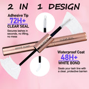 Lash Bond and Seal Lash Glue Waterproof LAUBESS 2-IN-1 Cluster Lash Glue for Eyelash Clusters 72H 10ml (White/Clear)