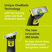 Philips Norelco OneBlade 360 Hybrid Face Trimmer and Shaver, 5 Length Comb | Trim Edge & Shave, 5-in-1 Stubble Comb, 360 Contour Blade, Wet and Dry Use, 45-Minute Runtime, First Electric Shaver