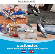 BLACK+DECKER dustbuster Cordless Handheld Vacuum, Portable Car Vacuum Cordless Rechargeable, Wall Mount, Strong Suction QuickClean (HNVC215B10)