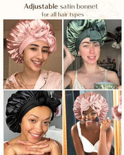 YANIBEST Adjustable Silk Bonnet for Sleeping Women Double Layer Satin Bonnet Reduce Friction Prevent Frizz Curly Hair