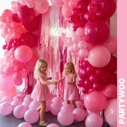 PartyWoo Hot Pink Balloons 66pcs 12 Inch Magenta Fuchsia Latex Balloons | Pearl Pink Metallic Magenta Fuchsia Confetti for Gender Reveal Bridal Shower Baby Shower Princess Birthday Party Decorations