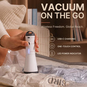 Vacbird Travel Vacuum Bags with Rechargeable Pump, Carry-On Space Saver | See Contents Easily with Transparent Bags, 1500mAh Pump Compresses 90+ Bags, Carry-On Size for Easy Travel Packing