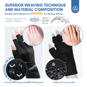 SAVILAND UPF200+ UV Gloves for Gel Manicures One Size Fit Most Black | Sun & UV Protection Anti UVA & UVB 999+, Fingerless Gloves, UV Light Gloves Prevent Hands from UV Harm