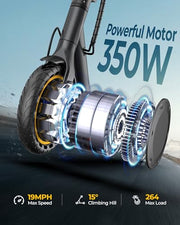 WERHY Electric Scooter, 350W/500W Powerful Motor & 8.5''/10'' Tire | Longe Range Up to 16/21/28Miles, Folding &Dual Braking