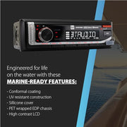 Dual Electronics MXD140B Marine Stereo Bluetooth Single DIN Weatherproof AM/FM