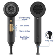 slopehill Professional Ionic Hair Dryer, Powerful 1800W Fast Drying Low Noise Blow Dryer with 2 Concentrator Nozzle 1 Diffuser Attachments for Home Salon Travel (Black)